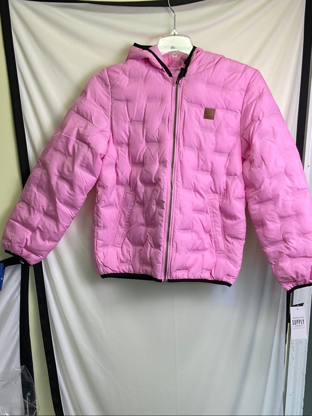 London Fog Girls Pink Quilted Hooded Puffer Coat